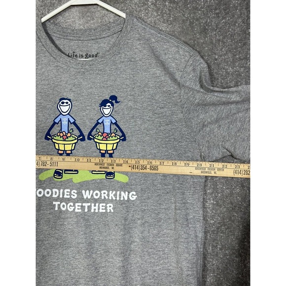 Life Is Good FOODIES WORKING TOGETHER Vintage Tee T-Shirt Mens Size Medium Gray‎ - Picture 13 of 14